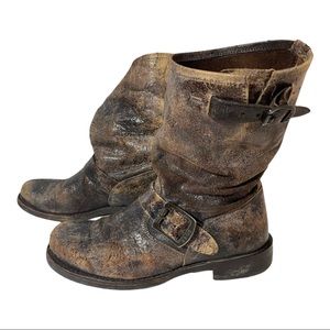 Frye brown leather boots Veronica short distressed size 6.5